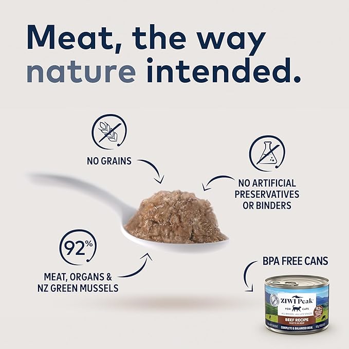 ZIWI Peak Wet Cat Food – All Natural, High Protein, Grain Free, Limited Ingredient, with Superfoods (Beef, Case of 12, 6.5oz Cans)