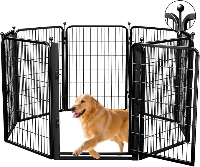 Dog Playpens with Low Threshold Gate, 40 Inch 8 Panels Heavy Duty Outdoor Dog Play Pen, RV Camping Yard Indoor Puppy Playpen Portable Pet Pen Fence for Large/Medium/Small Dogs
