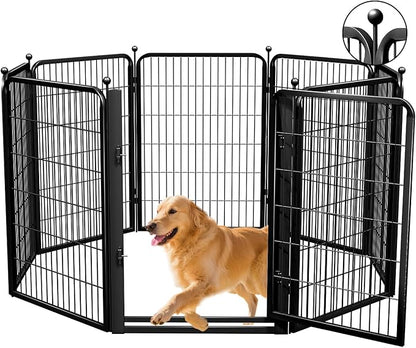 Dog Playpens with Low Threshold Gate, 40 Inch 8 Panels Heavy Duty Outdoor Dog Play Pen, RV Camping Yard Indoor Puppy Playpen Portable Pet Pen Fence for Large/Medium/Small Dogs