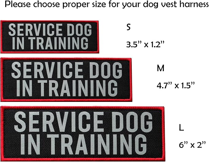 2 Pcs Reflective Service Dog in Training Patch Set with Hook and Loop Fastener, Embroidered Border with Printed Letters Patch for Dog Vest Harness (3.5 x 1.2 inches)