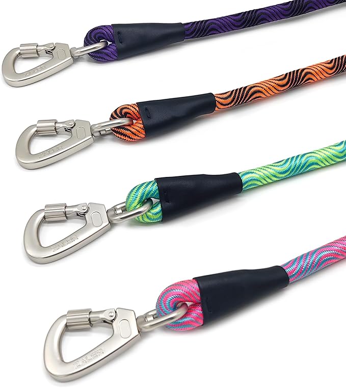 ZALER Short Dog Leash, 18 Inches Rope Traffic Leashes for Dogs, Reflective Dog Lead with O-Ring, Heavy Duty Pet Leash for Large and Medium Dogs (18'' Blue Green)