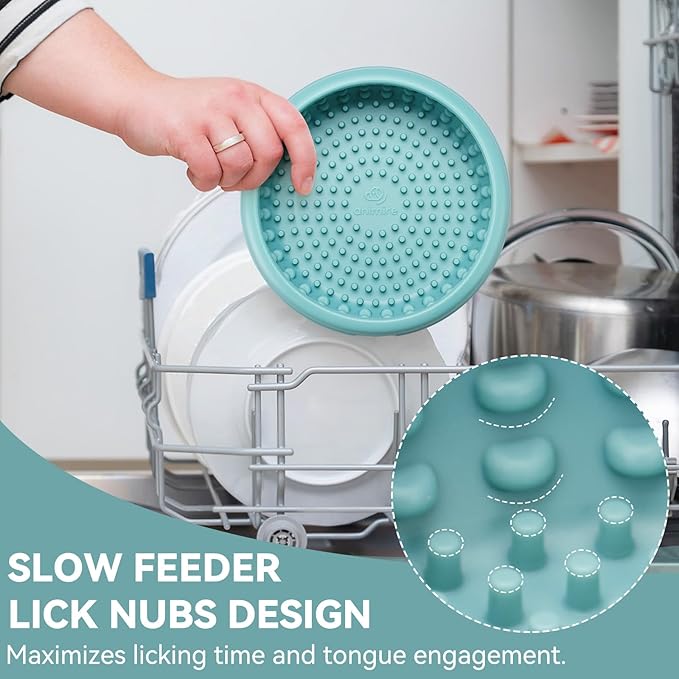 Dog Lick Bowl, Animire Freeze Lick Mat for Dogs, Non-Slip Slow Feeder Licking Bowl Enrichment Treat for Distraction Anxiety Relief, Food Grade Silicone, Dishwasher Safe(Teal,L)
