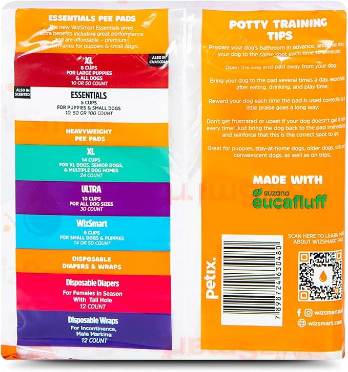 WizSmart Essentials Pads, Large, 50ct, Fresh Scented
