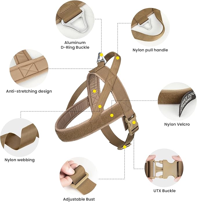 EXCELLENT ELITE SPANKER No Pull Dog Harness Padded Military Patrol Vest Adjustable Nylon Small Service Walking Dog Harness with Handle for Training Running(COB-XS)