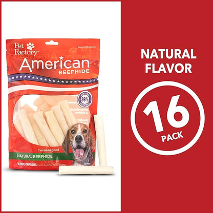 Pet Factory American Beefhide 5" Chip Rolls Dog Chew Treats - Natural Flavor, 16 Count/1 Pack