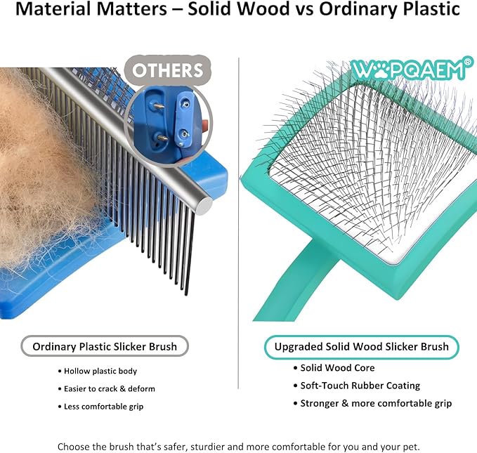 Slicker Brush for Dogs, Large Dog Brush to Long Haired Dogs for Goldendoodles Poodles Doodles Bernedoodles, Long Pin Grooming Kits to Dematting & Reducing Tangles and Fluff, Green