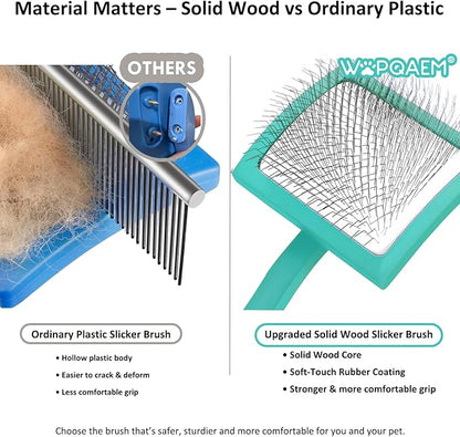 Slicker Brush for Dogs, Large Dog Brush to Long Haired Dogs for Goldendoodles Poodles Doodles Bernedoodles, Long Pin Grooming Kits to Dematting & Reducing Tangles and Fluff, Green