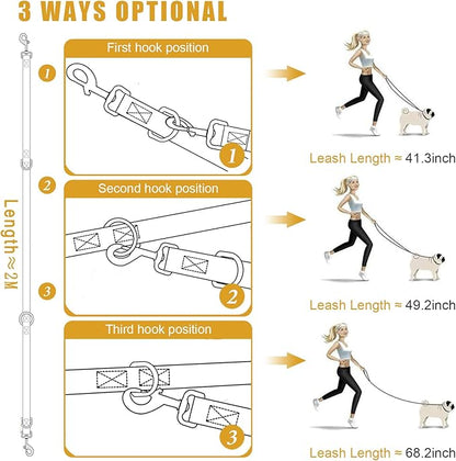 Dog Leash-Multifunctional Double Ended,for Obedience Training Or Distance Work Easy to Use,Lightweight,Soft&Durable Convertible Hands Free,Crossbody,Over Shoulder (Light Military Tan, 2M*2.5CM)
