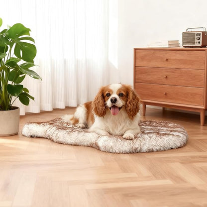 Welfibr Dog Rug Bed 100% Waterproof Luxury Faux Fur Dog Bed Medium Size Dog Orthopedic Dog Beds Comfy Fluffy Dog Rug Comfort Pet Beds with Removable Cover Washable Noiseless Dog Mat Non-Slip 40"