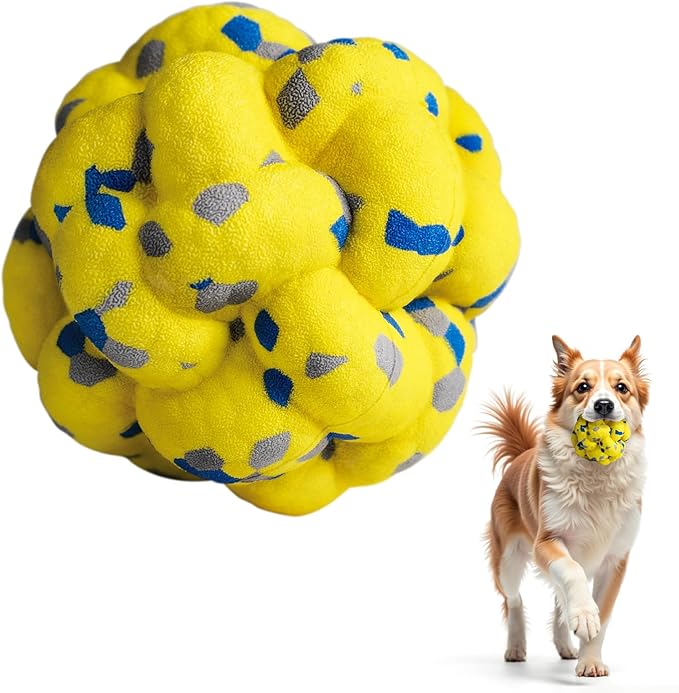 Moonorange Upgrade Dog Balls Interactive Toys for Aggressive Chewers, Indestructible Tennis Durable Bouncy for Fetch Game, Lightweight Floating, Yellow