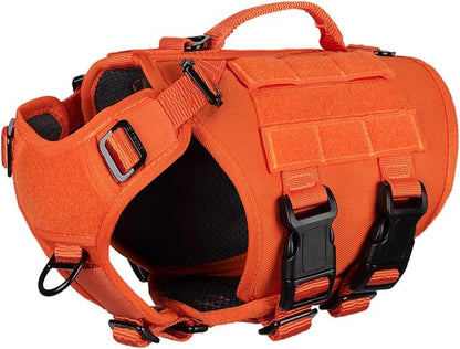 ICEFANG GN3 Tactical Dog Harness with 6X Buckle,Dog Molle Vest with Handle,3/4 Body, Hook and Loop Panel for ID Patch,No Pulling Front Clip (X-Small (Pack of 1), Safety Orange)