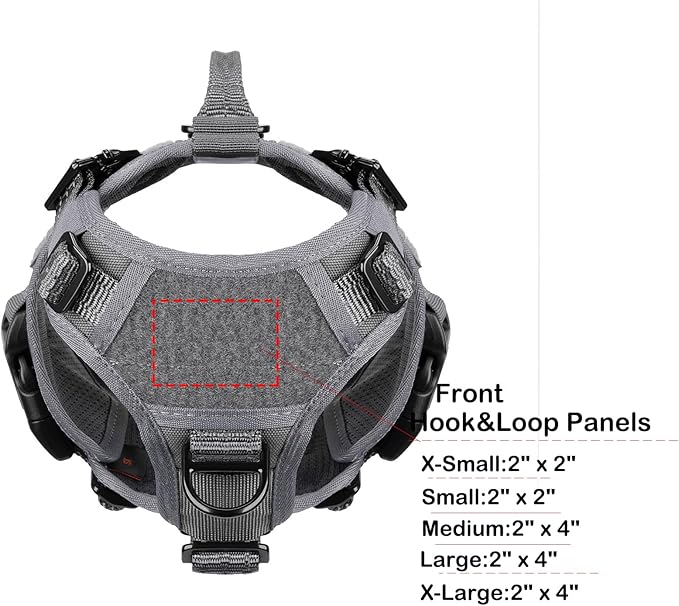 ICEFANG GN3 Tactical Dog Harness with 6X Buckle,Dog Molle Vest with Handle,3/4 Body Coverage,Hook and Loop Panel for ID Patch,No Pulling Front Clip (XS (17"-23" Girth), Wolf Gray)