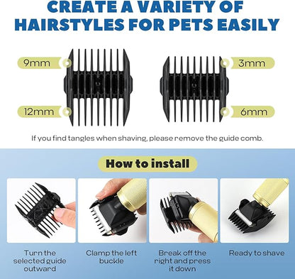 Luzrise Pet Grooming Clippers 280W for Thick Heavy Coats, 2000-6000rpm Stepless Speed Control & 10ft Power Cord, Low Noise< 50db, Dog Trimmer Kit with Extra Detachable Blade (280W)