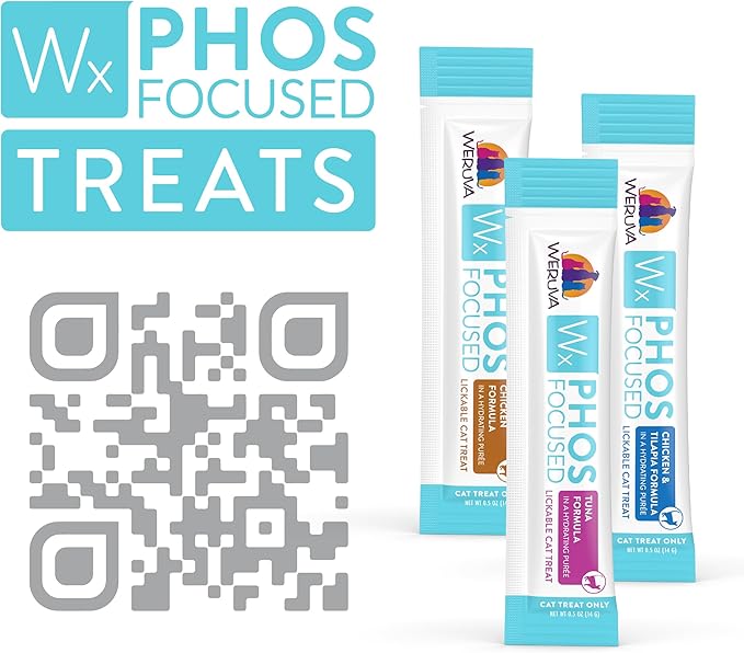 Weruva Wx Phos Focused, Lickable Cat Treats Variety Pack, 0.5oz Tube, Pack of 24