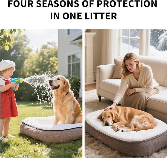 Wagsage Ultra-Luxury Dog Bed, Comes with Two Kinds of Removable Cushions, Warm in Winter and Cool in Summer, Wear-Resistant and Tear-Resistant Supportive Pet Sofa with Non-Slip Bottom, 35inch