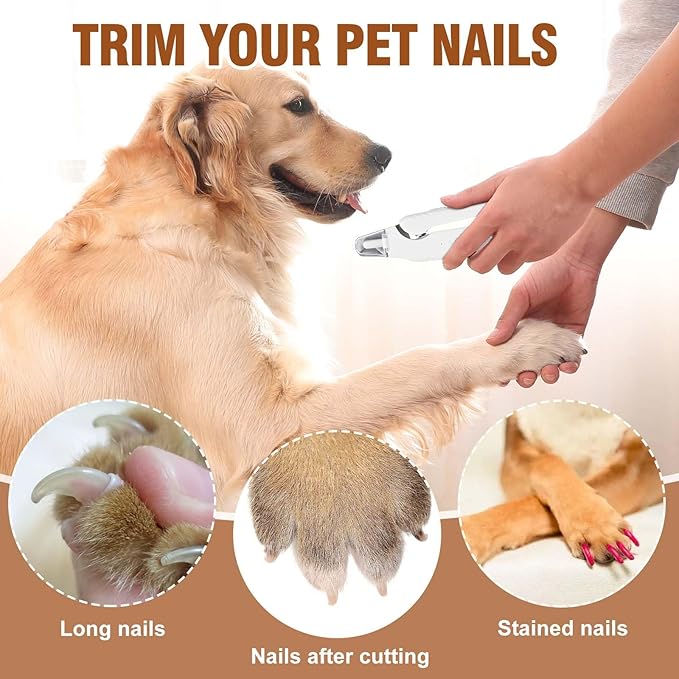 2-in-1 Dog Nail Grinder &Dog Nail Clippers with Light，Cat Nail Clippers ，Ultra-Quiet, USB Rechargeable, Multiple Grinding Methods, and Splash Guard for Large Medium Small Dogs Cats Pets(Pink)