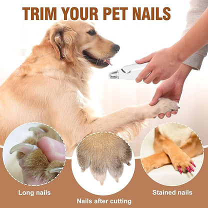 2-in-1 Dog Nail Grinder &Dog Nail Clippers with Light，Cat Nail Clippers ，Ultra-Quiet, USB Rechargeable, Multiple Grinding Methods, and Splash Guard for Large Medium Small Dogs Cats Pets(Pink)