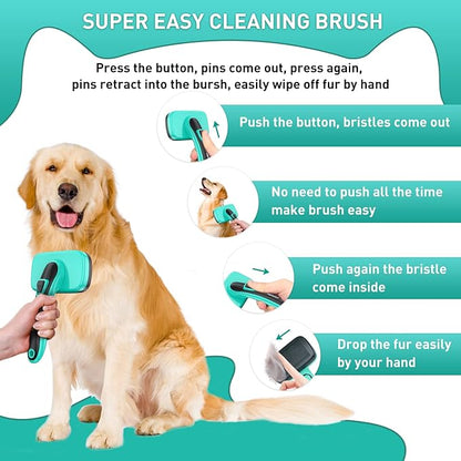 WOPQAEM 2 Pcs Self Cleaning Slicker Brush & Nail Clippers for Dog and Cats,Shedding Long and Short Haired Pets,Skin Friendly Deshedding Grooming Tool