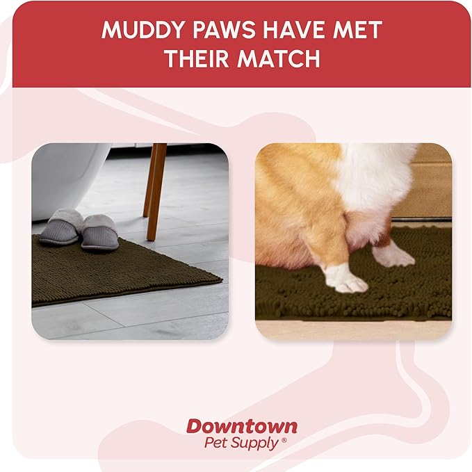 My Doggy Place Dog Mud Mat, 18" x 24" Brown – Thick Microfiber Entry Rug for Snow, Mud & Salt – Absorbent, Quick-Dry, Washer-Safe & Non-Slip, Small