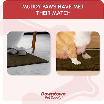 My Doggy Place Dog Mud Mat, 18" x 24" Brown – Thick Microfiber Entry Rug for Snow, Mud & Salt – Absorbent, Quick-Dry, Washer-Safe & Non-Slip, Small
