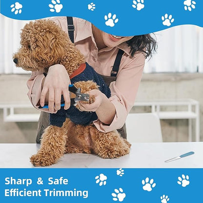 KUEIOX Dog Brush for Shedding,9 PCS in One Pet Slicker Hair Brush Kit with Pet Nail Clipper and File - Dog Cat Grooming Deshedding Undercoat Rake Brush Comb for All Small Large Dogs Cats Blue