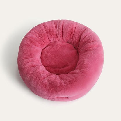 UnHide Floof Pet Bed - Medium (28" x 10") - Extra Soft Dog Bed - Removable Faux Fur Cover - Machine Washable - Helps Ease Pet Anxiety & Provides The Perfect Sleep - Pink