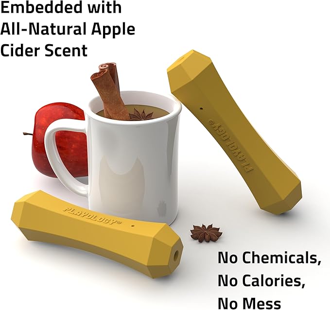 Playology Dog Toys | Durable Squeaky Chew Stick for Dogs | Jumbo Apple Cider Scented Toy - Limited Edition Fall Collection | Easy to Clean and Made from Non Toxic Materials