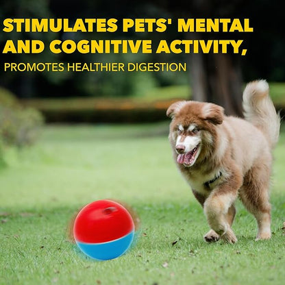 amicus Mini - Crazy Ball Dispenser - Pet Toy - Interactive Treat Dispensing - pet Ball to Keep Them Busy - Slow Feeder - 100g/3.5 oz - Red/Blue