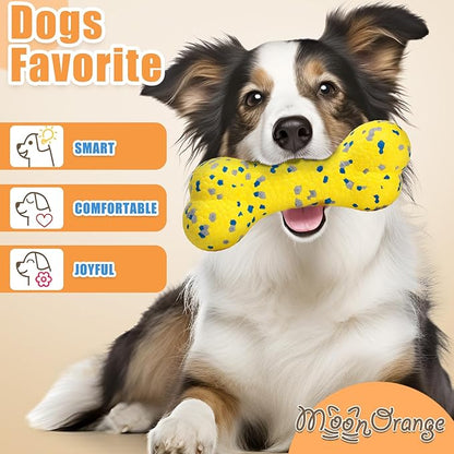 Moonorange 7.28" Indestructible Large Bone Balls for Aggressive Chewers Durable Stick Bouncy Interactive Chew Toy for Dogs Fetch Game Lightweight Floating Outdoor Training, Yellow