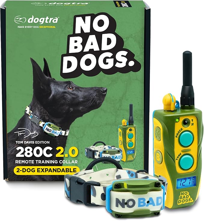 Dogtra E-Collar Tom Davis 280C 2.0 [2025 Edition], Boost & Lock, Waterproof, 1/2-Mile Range Dog Training Collar with Remote, Rechargeable, 127 Levels, Vibration, Bungee, No Bad Dogs Trainers