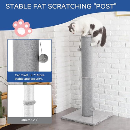Cat Scratching Post Carpet Scratching Post 41" for Indoor Cats, Tall Cat Scratch Post, Carpet Cats Scratcher with Replaceable Toys, Sturdy Base, Large, Light Gray