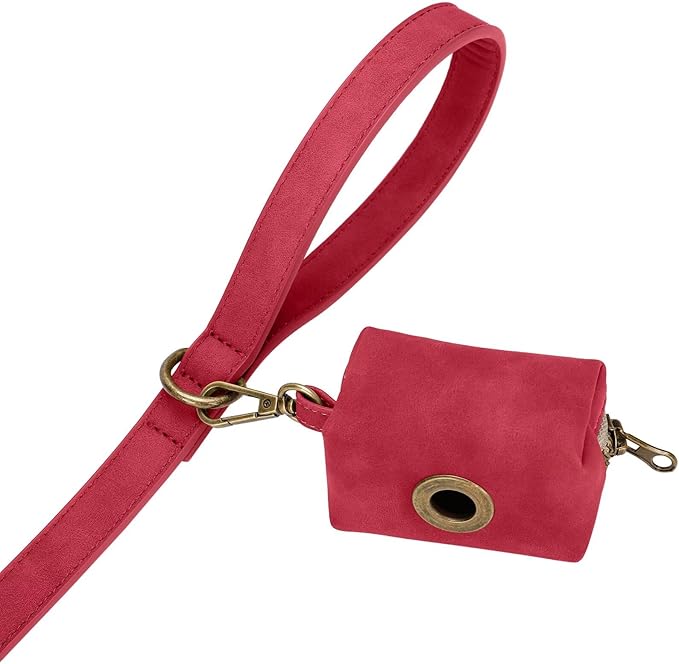 Didog Stylish PU Leather Dog Leash for Large Dogs, Easy to Clean 5ft Dog Leashes for Medium Dogs, Fashionable and Elegant for Walking, Running and Training,Red, M
