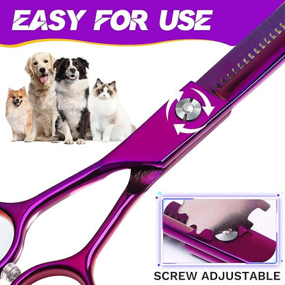 JASON Grooming Scissors for Dogs - Sharp Thinning Dog Shear with Muffler Pad, Stainless Steel Dog Grooming Shears Professional Texture Scissors for Pets Christmas Gift