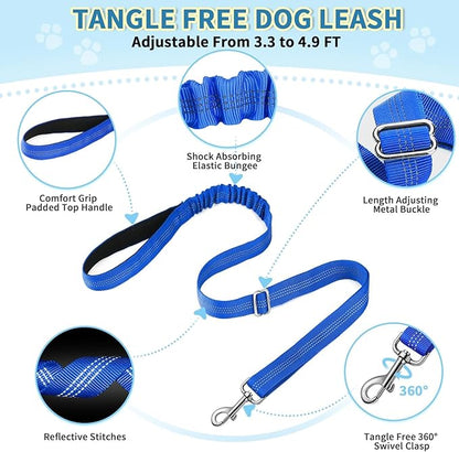 Lukovee No Pull Dog Harness and Leash Set, Soft Padded Small Dog Harness, Neck & Chest Adjustable Reflective Vest Puppy Harness with 4ft Lightweight Anti-Twist Dog Leash for Small Dogs (XS, Blue)