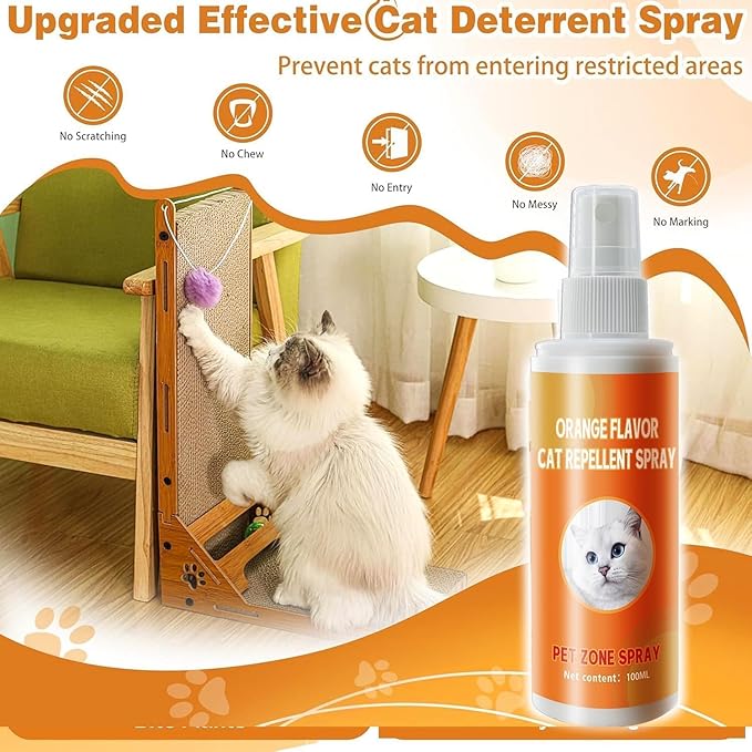 PurrBark Natural Cat Deterrent Spray - Stop Scratching Protect Furniture Sofa Rugs Curtains | Safe Training Aid for Cats & Kittens | Indoor & Outdoor Spray | Non-Toxic Anti-Scratch Formula (2x100mL)