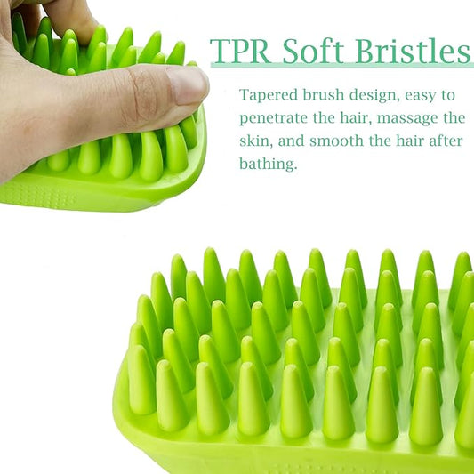 Dog Bath Brush, Pet Silicone Shampoo Brush, Rubber Shower Wash Curry Brush for Short Long Haired Dogs Cats Shedding Grooming and Massage, Pet Rubber Brush Removes Loose & Shed Fur