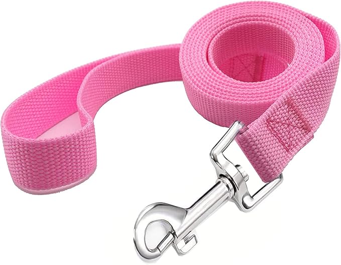 TAIAN 4FT/5FT/6FT Strong Dog Leash, Nylon Dog Leashes for Small Medium Large Dogs (3/4 in x 5 ft, Pink)