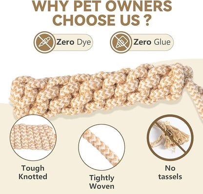 IRRESTRICO Dog Chew Toys for Aggressive Chewers, Rope Toys for Large Dogs with Dental Benefits, Durable Training Chew Rope, L Size