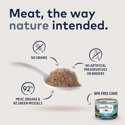 ZIWI Peak Wet Cat Food – All Natural, High Protein, Grain Free, Limited Ingredient, with Superfoods (Mackerel & Lamb, Case of 12, 6.5oz Cans)