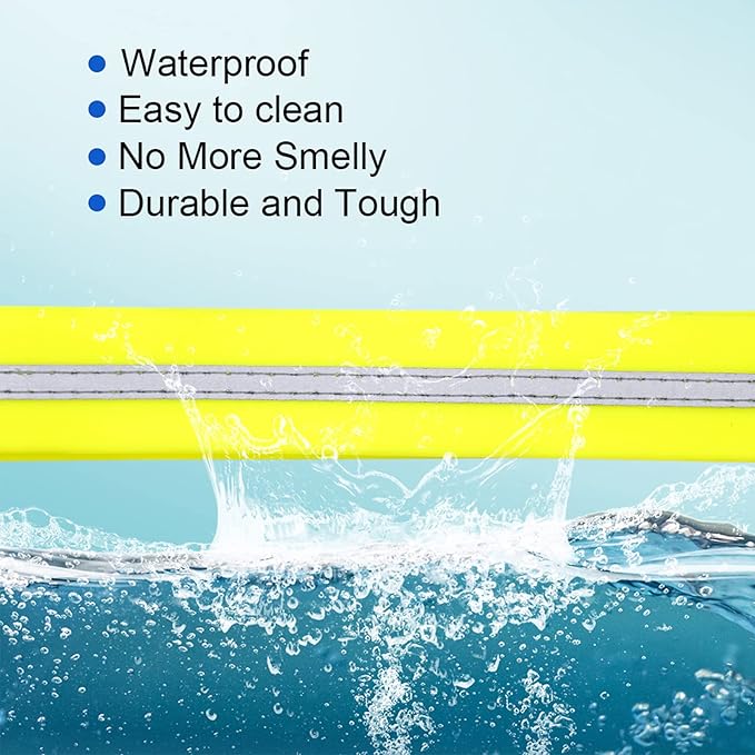 NIMBLE Dog Collar Waterproof Pet Collars Anti-Odor Durable Adjustable PVC & Polyester Soft with Reflective Cloth Stripe Basic Dog Collars S/M/L Sizes (Medium (11.81”-18.5”inches), Fluorescent Yellow)