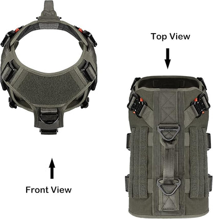 ICEFANG GN3 Tactical Dog Harness with 6X Buckle,Dog Molle Vest with Handle,3/4 Body Coverage,Hook and Loop Panel for ID Patch,No Pulling Front Clip (L (28"-35" Girth), Ranger Green)