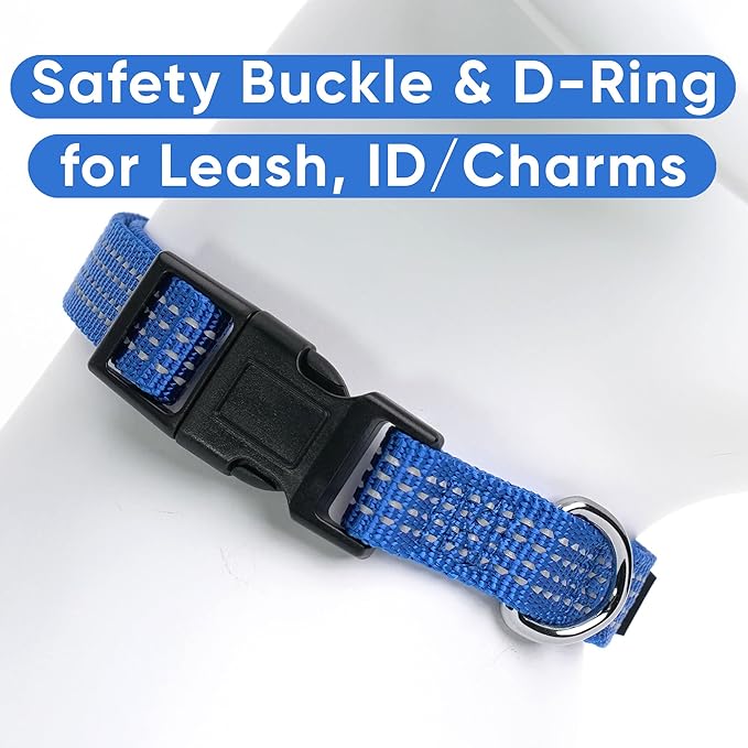 Pawtitas Reflective Blue Puppy or Dog Collar, X-Small