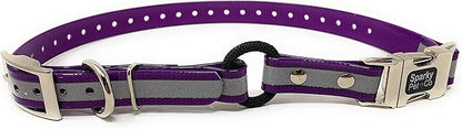 Sparky Pet Co - Zeus ECollar Replacement Strap - Bungee Loop Dog Collar - Waterproof Biothane Adjustable - Double Buckle - Quick Snap Metal Clasp - for Invisible Fence Systems - 3/4"x 28" Purple Refl