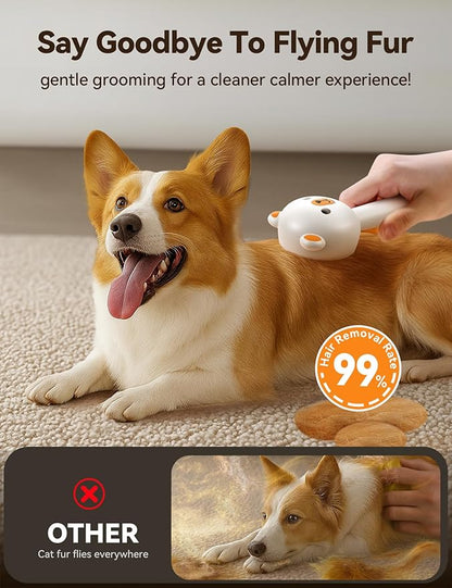 Pet Steam Brush for Dogs & Cats , Brushes for Indoor Cats with Release Button, Dual Speed Spray USB Rechargeable Grooming Supplies, Dog Brush for Shedding Suitable for All Long- and Short-haired Pets