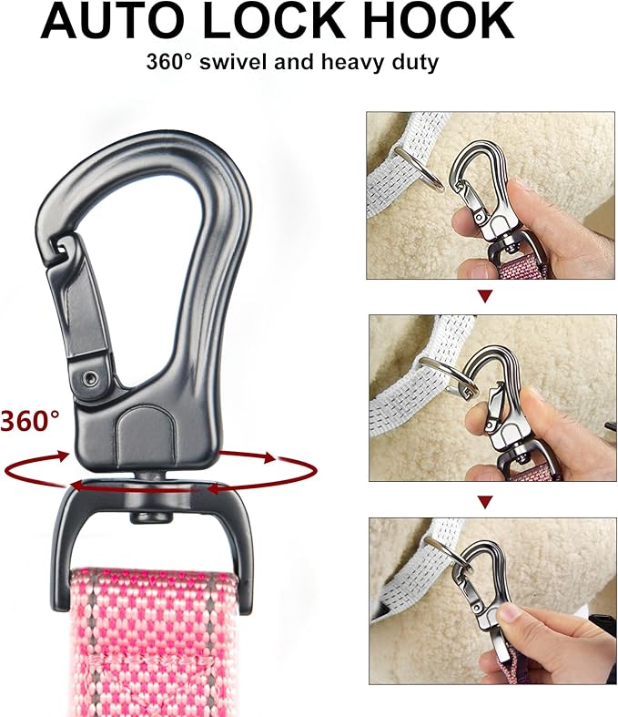 PetiFine 4FT Heavy Duty Dog Leash with Soft Padded Double Handle, Durable Strong Clasp Dog Leashes, Reflective Nylon Walking Lead for Large,Medium,Small Breed Dogs, Pink