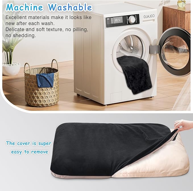 Magic Dog Super Soft Large Dog Bed, 39 Inches Orthopedic Foam Pet Beds with Anti Slip Bottom, Dog Sleeping Mattress with Removable and Washable Cover, Dark Grey L,39'' X 33.5'' X 3.7''