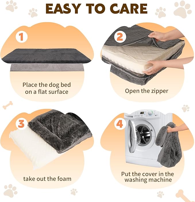 Orthopedic Dog Bed for Medium and Large Dogs - Waterproof Dog Sofa with Removable Washable Cover and Egg Crate Foam Comfort Pet Sleeping Mat, Pet Bed Couch with Zipper and Non-Slip Bottom