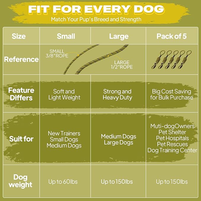 Fida Durable Slip Lead Dog Leash, 6 FT x 3/8" Heavy Duty Comfortable Strong Rope Slip Lead for Small Dogs and Puppies, No Pull Pet Training Leash with Highly Reflective (3/8", Yellow)