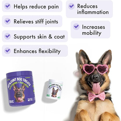 Hemp Hip & Joint Supplement for Dogs Soft Chews Made in USA Functional Glucosamine for Dogs Chondroitin MSM Turmeric Hemp Seed Oil Natural Pain Relief Mobility Advanced Joint 120 Treats