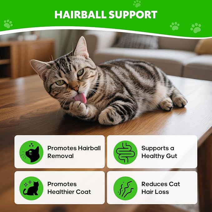Whiskopia Hairball Relief for Cats, Cat Hairball Remedy, Cat Hairball Control with Psyllium Seed Husk and Vitamins, Helps Eliminate & Prevent Hairballs, Supports Healthy Digestion & Coat, 50 Capsules